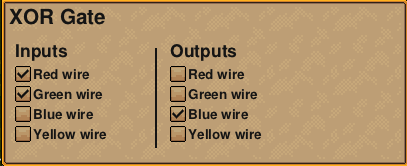 The settings for the XOR to be pulsed