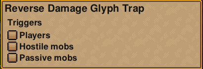 The settings for the glyph