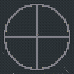 A picture showing an in-game screenshot, which uses placeable tiles to show the effect range of the Banner Stand